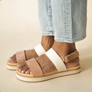 NEW Nisolo Go-To Flatform Sandal in Desert Rose/Bone Colorblock Size 8.5